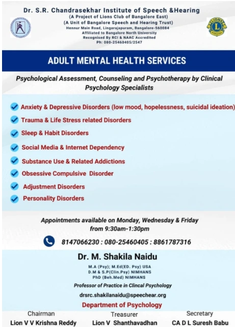 Dr. Shakila Naidu from Bengaluru is a Psychologist