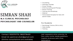 Simran Shah is a Counsellor and a Dance Movement Therapist from Pune.