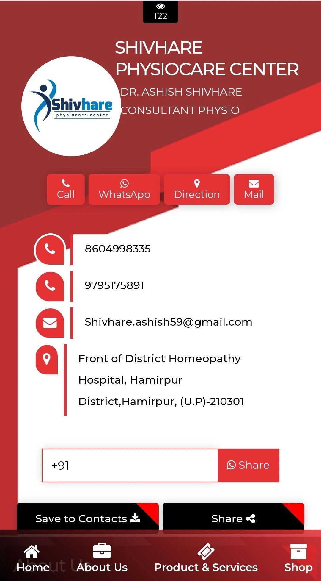 Shivhare Physio Care Center from Hamirpur is a Therapy Centre