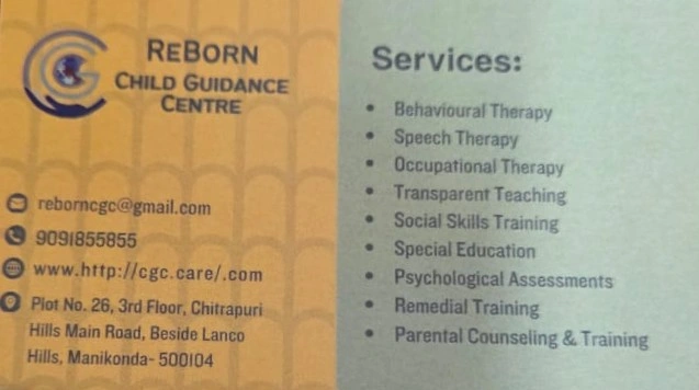 Reborn Child Guidance from Hyderabad is a Therapy Centre.