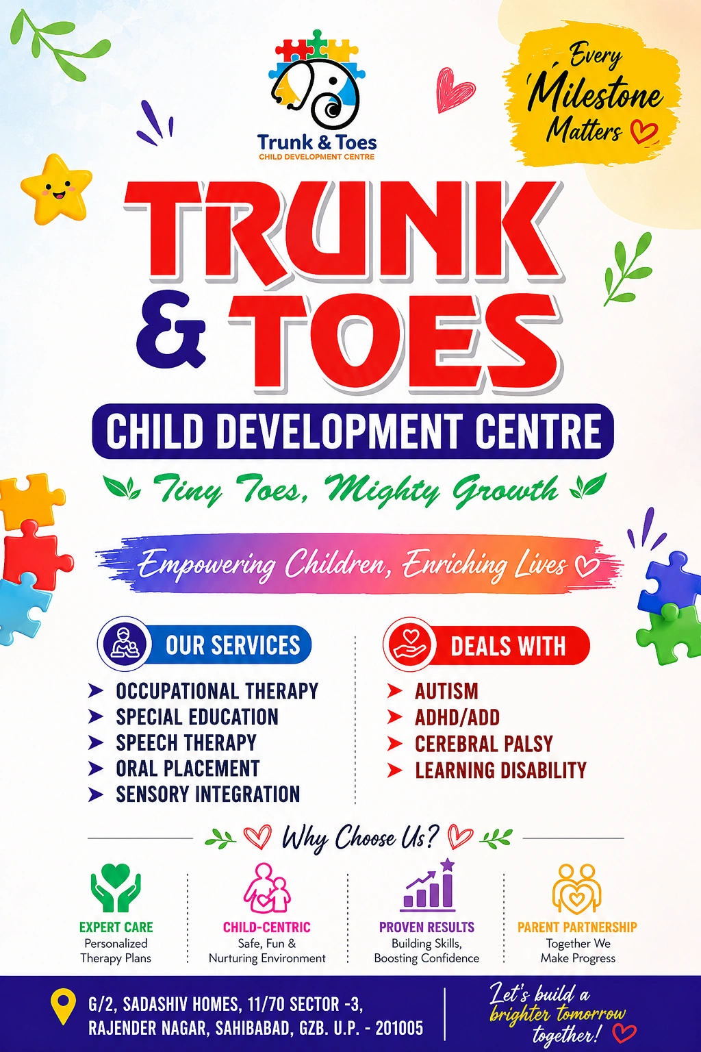 Trunk and Toes Child Development Center from Ghaziabad is a Therapy Centre